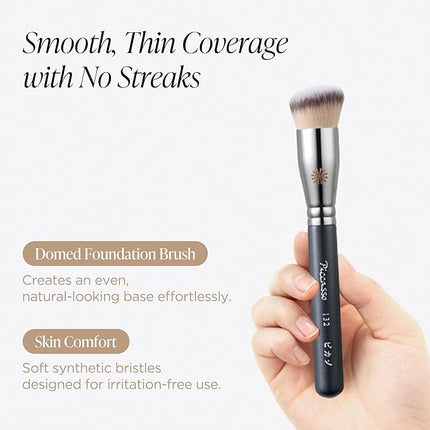 Piccasso Brush Korean Foundation Spatula – Professional Stainless Steel Makeup Tool for Thin, Seamless Foundation & Cream Blending (Rounded)