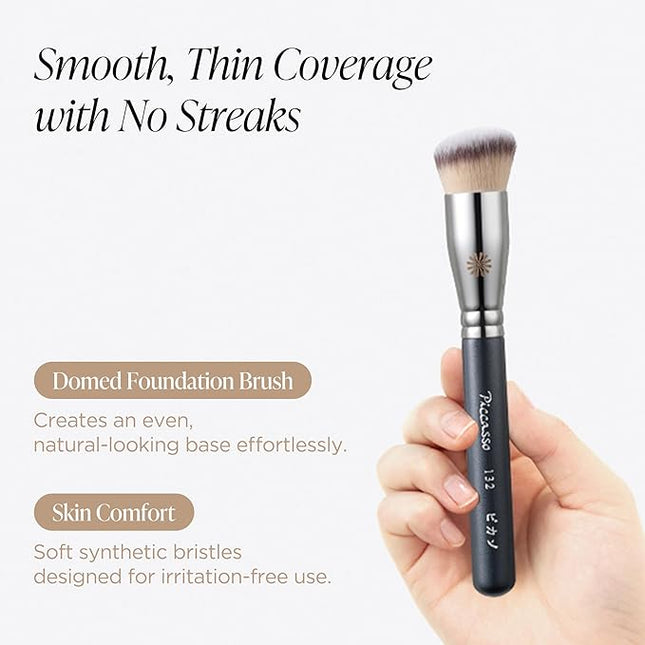 Piccasso Brush Korean Foundation Spatula – Professional Stainless Steel Makeup Tool for Thin, Seamless Foundation & Cream Blending (Rounded)