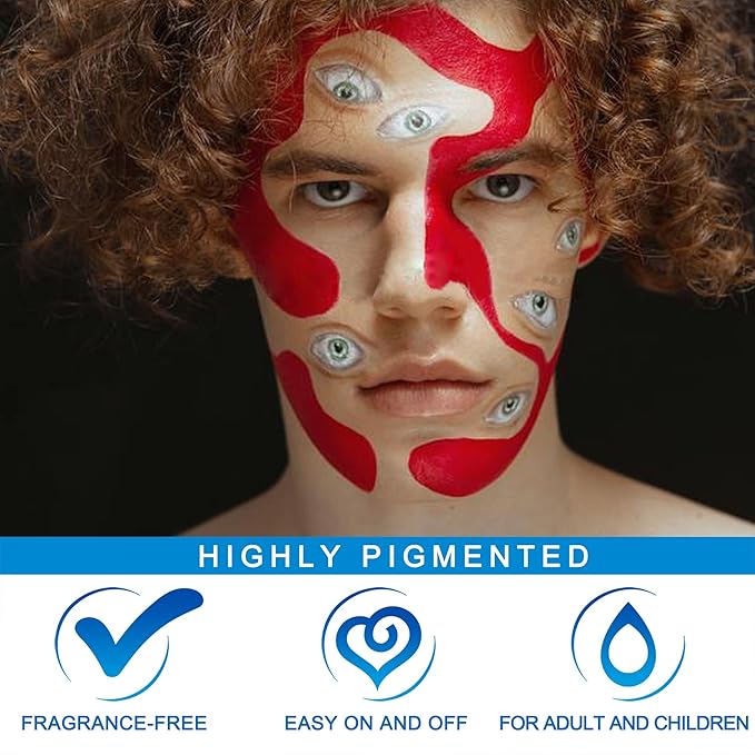 MEICOLY Devil Red Face Body Paint,30g/1.05oz Water Based Washable Full Body Paint,Face Paint for Halloween SFX Clown Red Makeup,Single Face Painting for for Adults and Children