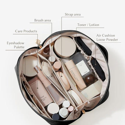 EACHY Travel Makeup Bag,Large Capacity Cosmetic Bags for Women,Waterproof Portable Pouch Open Flat Toiletry Bag Pattern Makeup Bag