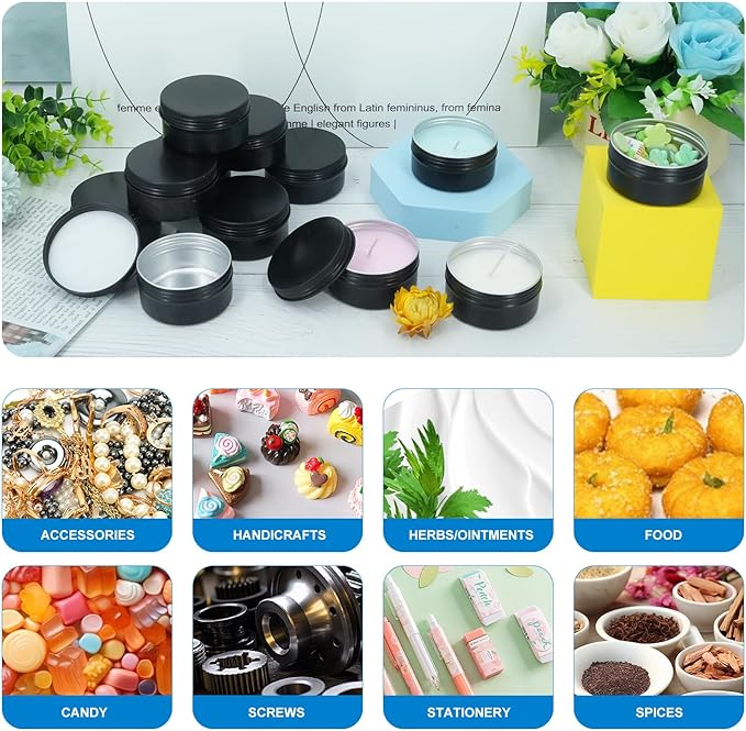 3oz Tins 20 Pack Aluminum Tin Can Metal Tin Container Round Travel Tin Jars 3 oz Tins with Lids for Candle,Creams,Spice