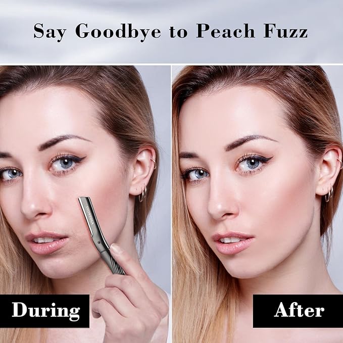 Eyebrow Razor, Face Razors for Women and Men, Reusable Metal Handle with 6 Refill Blades, Eyebrow Trimmer with Precision Cover, Dermaplane Razor, Skin Care Tool - Black