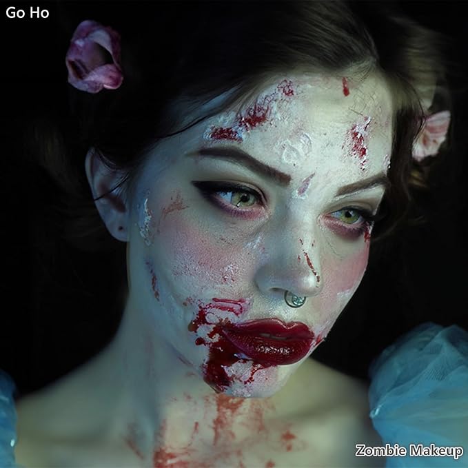 Go Ho Zombie Makeup Face Body Paint Washable(2.37 oz),Water Based Cream Face Paint,Vampire Zombie Full Body Paint for SFX Cosplay Costumes Festivals Halloween Makeup