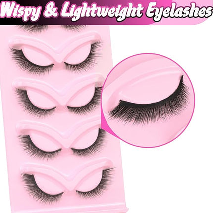 Veleasha Fox Eye Lashes L Curl Fluffy False Eyelashes 5 Pairs Pack Bratz Cat Eye Lashes Wispy & Lightweight Fake Eyelashes for Doll Eyes Makeup (Foxy 04)