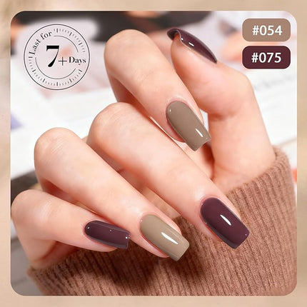 AZUREBEAUTY Nail Polish Set 4 Colors Nude Purple Glitter Nail Polish Quick Dry Natural Nail Lacquer Fingernail with Top Coat DIY Salon Home