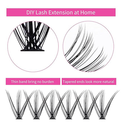 Individual Lashes 240pcs Cluster Lashes 30D+40D DIY Eyelash Extension D Curl 0.07 Natural Individual Lash Extensions False Eyelashes at Home (30D+40D-0.07D, 14mm)