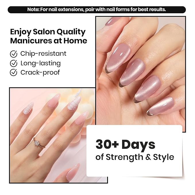 Beetles Builder Gel Low Heat-Dew Glow 0.34 oz 8 in 1 Strengthening Apex Building Nail Extension for Beginner DIY Salon at Home,Clear Builder Nail Gel,Fall Nails,UV & LED Lamp Needed