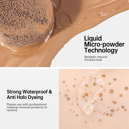 MAYKOO Freckle Pen Natural Lifelike Freckle Stamp, Waterproof Fake Freckles Cushion Long Lasting Quick Dry, Get Sun-kissed Faux Freckles Marker Makeup in One Press, Chestnut, 15g