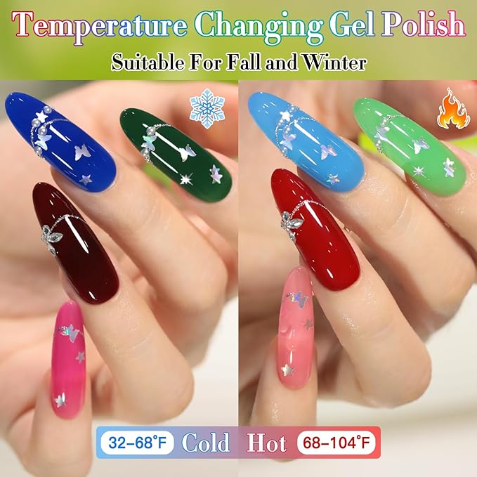 Double Rhythm 6 Pcs 15 ML Gel Polish Set Same Color Same Bottle Soak Off Gel Polish Kit Nail Art Manicure Salon DIY at Home for Women (Burgundy Blue Green Pink Purple -T6-64)