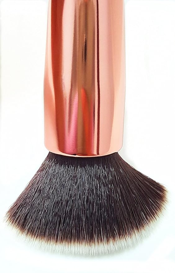 Rose Golden Flat Top Kabuki Foundation Makeup Brush- Perfect for Blending Liquid,Cream & Mineral Cosmetics or Translucent Powder - Premium Synthetic Bristles!(Blue)