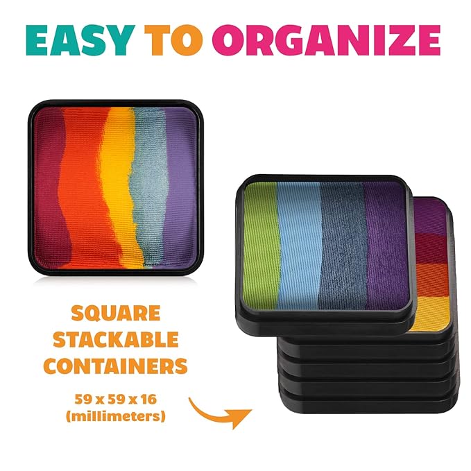 Kraze FX Dome Stroke - Girly Girl Rainbow (25 gm), Professional 1-Stroke Split Cake, Hypoallergenic, Non-Toxic, Water Activated Face & Body Painting Makeup Supplies for Sensitive Skin, Kids, Adults