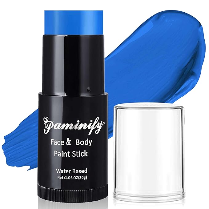 Blue Face Paint Stick,Water-Based Blue Body Paint Stick,Washable Full-Coverage Halloween Face Painting for Avatar Sally Corpse Bride Costume,Professional SFX Makeup for Cosplay,1.06 OZ