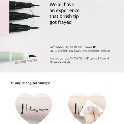 Merrymonde Multicolor Super Slim Long Lasting Eyeliner Vegan Easy Ultra-Fine Felt Tip Pen Liquid Korean K Beauty Waterproof Mechanical Eye Liner Makeup (Mocha Brown)