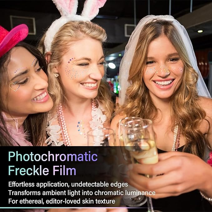 20 Pcs Face Temporary Tattoos, Holographic Multichrome Glitter Freckles Face Tattoo, Glitter Freckles, Holographic Laser Sparkle Makeup Patches, Waterproof Face Glitter Makeup Patches for Women