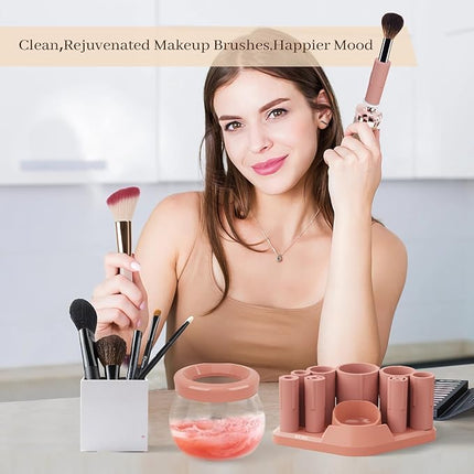 Electric Makeup Brush Cleaner and Dryer Machine - Super Fast Clean and Dry Make Up Brushes - Automatic Cosmetic Brush Spinner Washer Tools