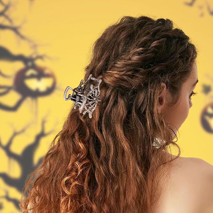 5 Pcs Halloween Hair Claw Clips Hair Accessories for Women Girls, Gothic Black Gold and Silvery Metal Spider Small Size Catch Clips for Hair Styling Tool Holiday Gifts