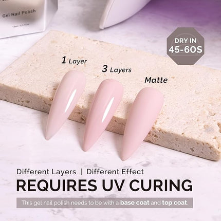 MelodySusie 15ML Milky Pink Gel Nail Polish,Macaron Color Nails Soak Off UV LED Creamy Nude Pink Gel Polish Gift for Women Nail Art Manicure Salon DIY Nail Design Decoration at Home-A2402