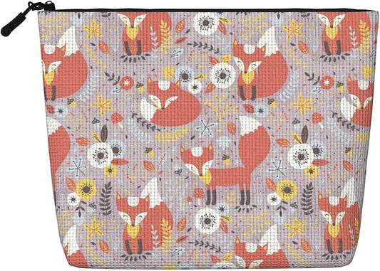 MOLAIGIN Funny Fox Forest Foxea Cosmetic Bag For Women, Travel Makeup Bag, Toiletry Zipper Bag, Large Capacity Aesthetic Cases