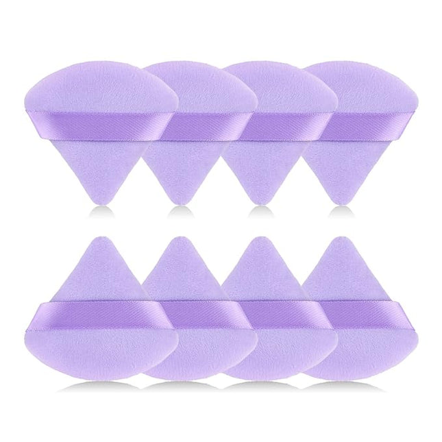 8pcs Triangular Powder Puff Face Soft Velvet Makeup Puff for Loose Powder Body Powder Makeup Sponge for Contouring Wet Dry Foundation Blender Sponge Beauty Makeup Tool.(Purple)