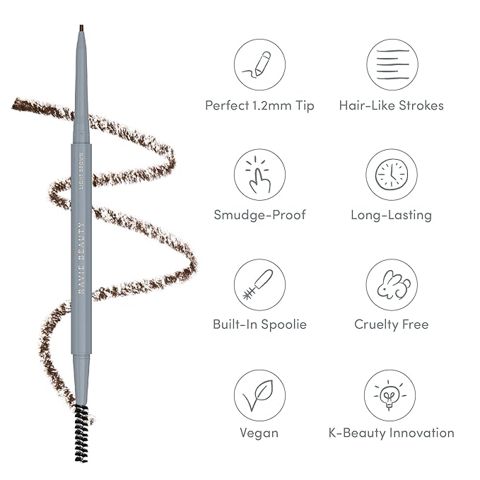 Easy Everyday™ Brow Pencil - Best Eyebrow Pencil for Women, Smudge Proof Hair-Like Strokes, 1.2mm Precision Tip with Spoolie, Vegan (Light Brown)