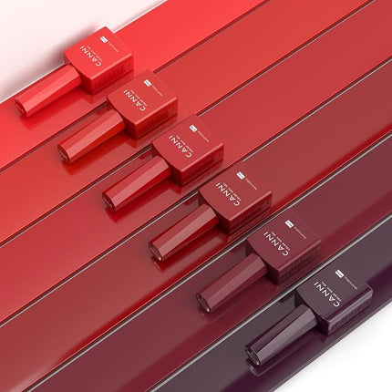 CANNI Red Gel Nail Polish Set – 6 Colors 9ML Classic Dark Red, Burgundy – Soak Off UV LED Gel Polish Kit for All-Season DIY Manicure, Nail Art, Salon & Home Use