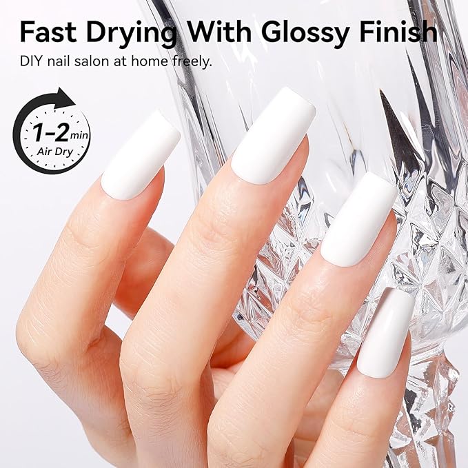 White Nail Polish French Nail Art | Quick Dry Regular Nail Polish | 9-Free Vegan Rich in Castor Oil | Classic Snowy Toe Fingernail Polish DIY at Home Gift for Girls Woman
