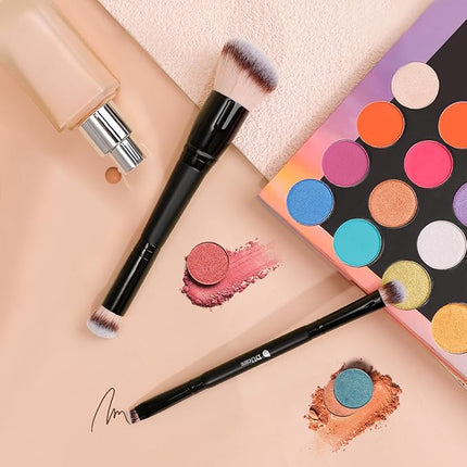 DUcare Makeup Brushes 2Pcs Dual-ended Foundation Brush 2-in-1 Concealer Brush Face Eyebrow Eyeshadow Brush for Liquid, Powder, Buffing, Blending, Contouring Foundation Make Up Brushes