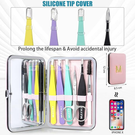 Initial M Tweezers with Mirror for Women Facial Hair, Best Gifts for Teen Girl/Daughter/Friend/Mom/Bridesmaid/Wife/Girlfriend, Unique Gift for Birthday/Anniversary/Mothers Day/Valentines Day/Christmas