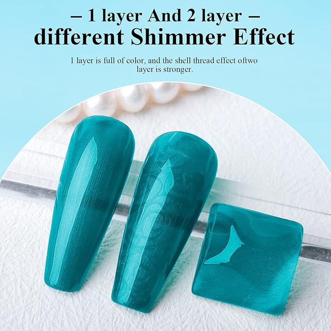 Imtiti Pearl Blue Gel Polish, 0.5Fl.oz Cyan Blue Shimmer Glitter Gel Nail Polish Nail Art Starter Manicure Salon DIY at Home 1Pcs