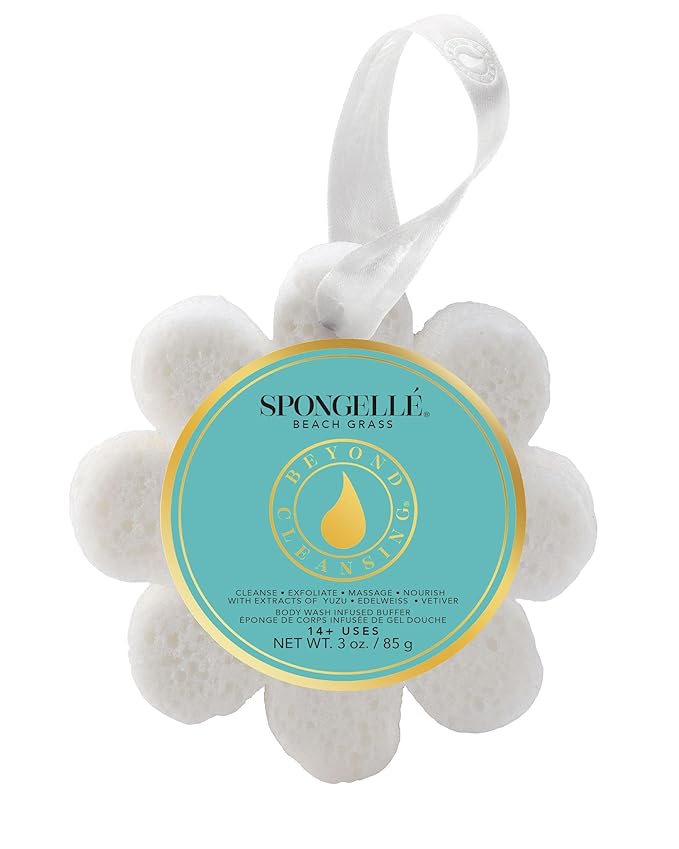 Spongelle Beach Grass Wild Flower Buffer Body Scrubber | Bath & Shower Loofah for Women | Exfoliator with Body Wash Infused Sponge | 14+ uses