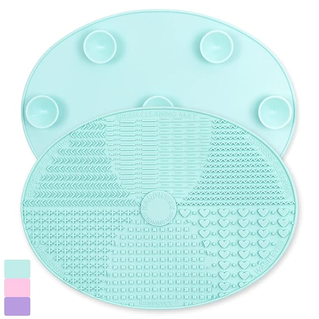 Makeup Brush Cleaner Mat, Silicone, Big Size, Green, Cleaning Pad with Suction Cup, Make Up Brush Cleaner