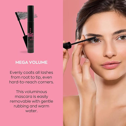 Elizabeth Mott Black Volumizing Mascara – Smudge-Proof, Lengthening Fiber Formula, Hourglass Wand – Clump-Free, Water-Resistant & Cruelty-Free – Safe for Lash Extensions, Long-Lasting, Full-Size 8ml