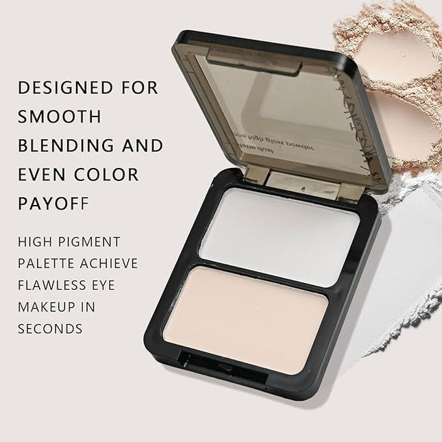 K'APEINE Nude Eyeshadow Light Pink Beige Ivory Duo Face Highlight Bronzer Powder Makeup Matte Mini Eye Shadow Palette Natural Base Eyeshadow Powder for older Women-01#