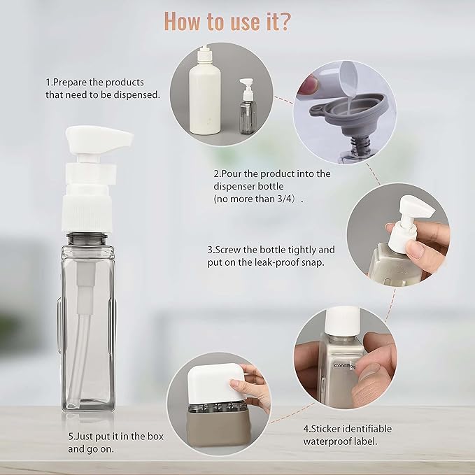 Bpluma Travel Bottles, Leak Proof Containers For Toiletries TSA Approved Airplane Accessories Kits For Liquid With Labels