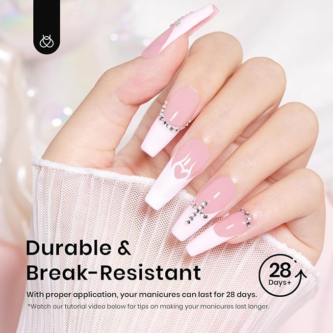 Beetles Coffin Long Gel Nail Tips –Pre-Etched Half Matte Full Cover, 288 Pieces, Pre-Shaped in 12 Sizes for Press-On Extensions