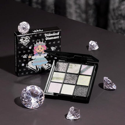 Kimchi Chic Beauty Jewel Collection Eyeshadow Palette - Pigmented Blendable Matte & Glitter Shades, Long Lasting, Cruelty Free, Includes Jewel Stickers, Diamond