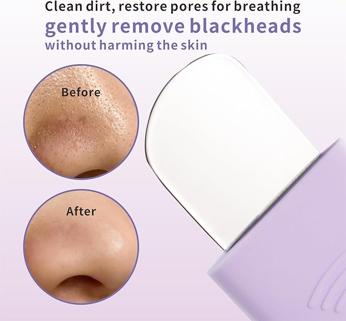 Blackhead Remover Tool,Silicone Face Scrubber, 2 in 1 Nose Pore Brush Scraper for Deep Cleansing,Face Skin Spatula, Nose Black Head Remover, Pore Cleaner Skin Care Tool for Men Women (Purple)