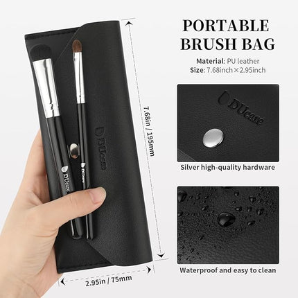 DUcare Eye Makeup Brush Set with Travel Case, 6 Pcs Professional Eyeshadow Blending Makeup Brushes for Concealer Eyebrows Eyeliner, Soft Hairs & Wood Handle