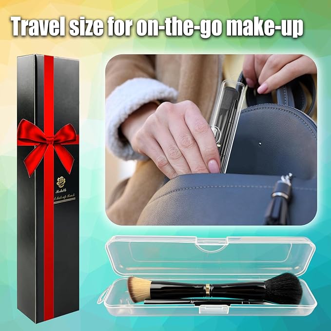 2 Pack 4 in 1 Makeup Brush Set, Retractable Lip Brush for Lipstick, Powder Foundation Brush, Concealer Brush, Eyeshadow Brush, Lip Brush Applicator, Double Ended Makeup Brush for Liquid, Cream, Powder