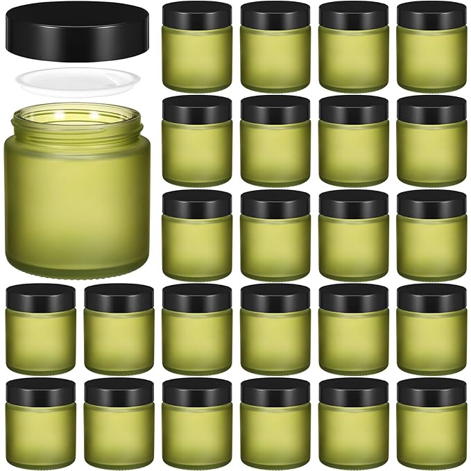 Norme 36 Pcs 4 oz Glass Jars with Lids Leakproof Round Airtight Empty Cosmetic Jars with Inner Liners Lid for Storing Lotions Powder Ointments Candle Making Tins (Pea Green)