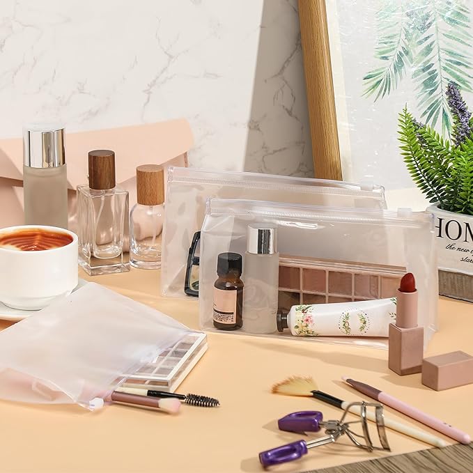 Xuniea 50 Pcs Mini Clear Makeup Bag Small Clear Zipper Pouch Travel Plastic Cosmetic Organizer Waterproof for Toiletries Swimsuit Bikini Bathing Suit(7.5'',Transparent)