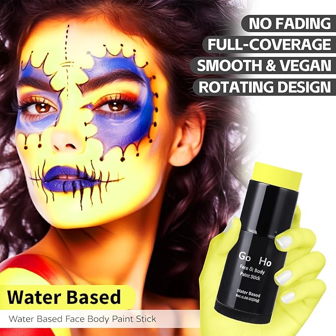 Go Ho Lemon Face Paint Stick - Water Based Washable Pastel Yellow Body Paint for Halloween Cosplay SFX Makeup