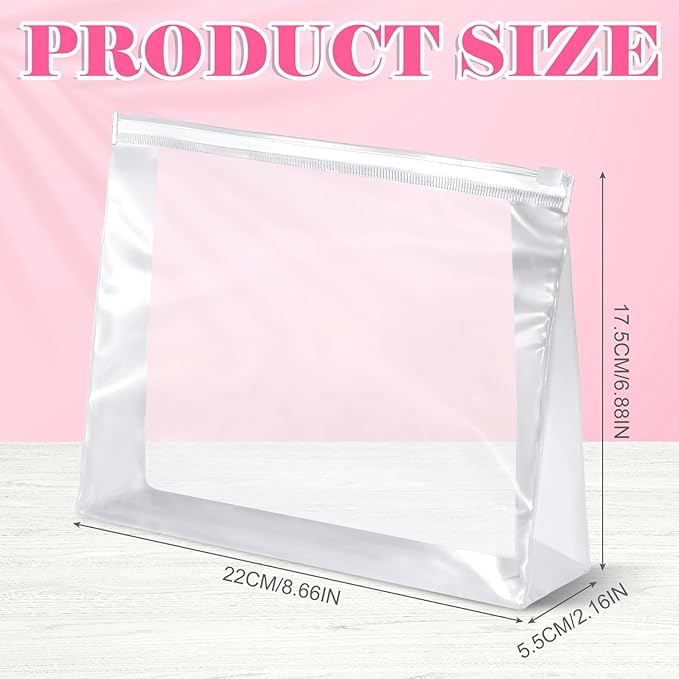 Xuniea 100 Pcs Mini Clear Makeup Bag PVC Small Travel Toiletry Organizer Pouches Bulk Waterproof Transparent Plastic Cosmetic Bag with Zipper for Women Men Travel(8.6'')