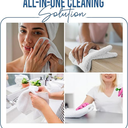 DAN RIVER 12 Pack Wash Cloths for Showering [12x12] - 100% Cotton Washcloths Premium Quality Flannel Face Cloths for Bathroom, Highly Absorbent and Soft Feel Wash Clothes, White