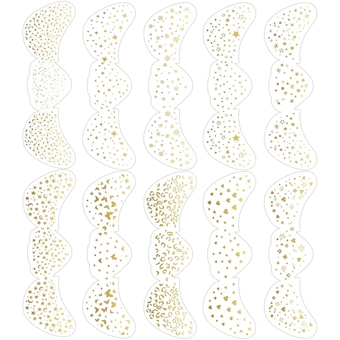 10 Sheets Glitter Freckle Tattoos, Gold Glitter Speckles Face Makeup, Eyes Makeup Accessories Temporary Tattoo for Women and Girls, Cosmetic Freckle for Face