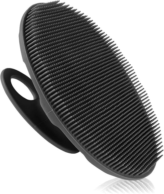 INNERNEED Soft Silicone Body Scrubber Handheld Shower Cleansing Brush, Gentle Exfoliating and Massage for All Kinds of Skin (Black)