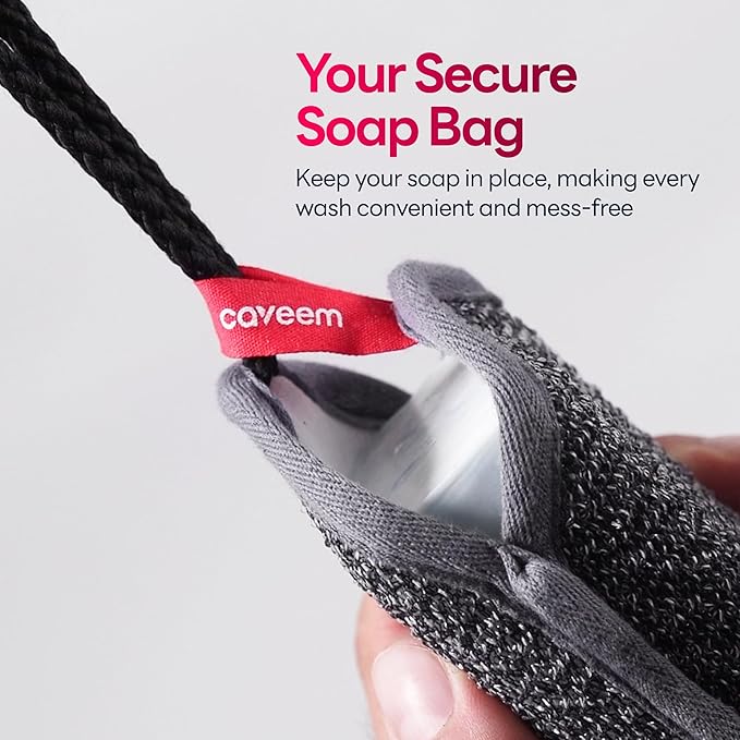 Soap Bag, Rough Exfoliation Soap Pouch for Bar Soap, Soap Mesh Pocket Bar Holder Washing and Drying Bags, Soap Sack Sponge Bag for Shower Bath (2 Pack)