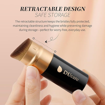 DUcare Retractable Makeup Brush for Foundation Liquid, Cream and Bronzer Kabuki Face Makeup Travel Brushes With Aluminum Handle
