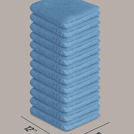 Softolle 100% Cotton Washcloths 24 Pack (12x12 Inches) Soft, Highly Absorbent Washcloth, Face Towels, Wash Cloths for Face, Ring Spun, Bulk Pack (Sky Blue)
