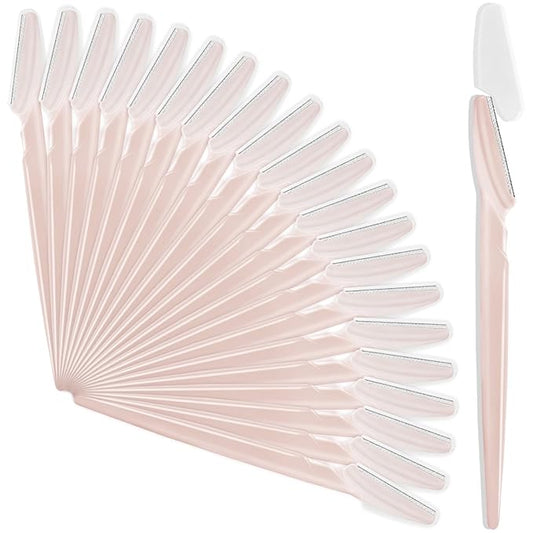 21 Pcs Eyebrow Razors, Face Razors Multipurpose, Exfoliating Dermaplaning Tools, Eyebrow Trimmers Shaver with Safety Cover, Facial Hair Removal for Women Men Body Use (Light pink)